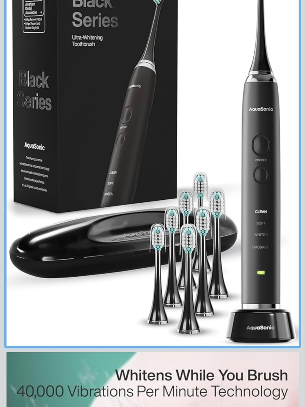 AquaSonic Black Series Electric Toothbrush - Black